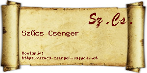 Szűcs Csenger névjegykártya
